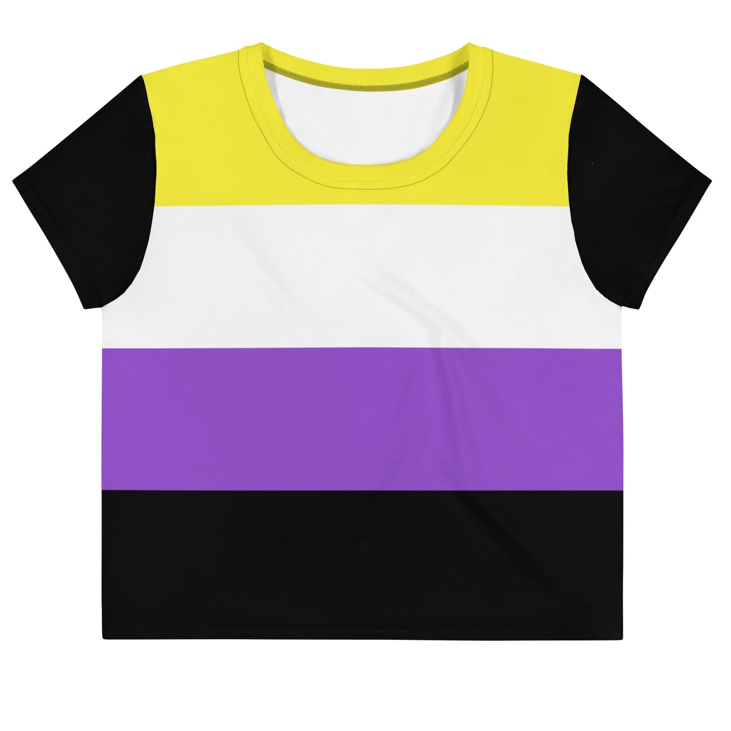 nonbinary crop top, flatlay front