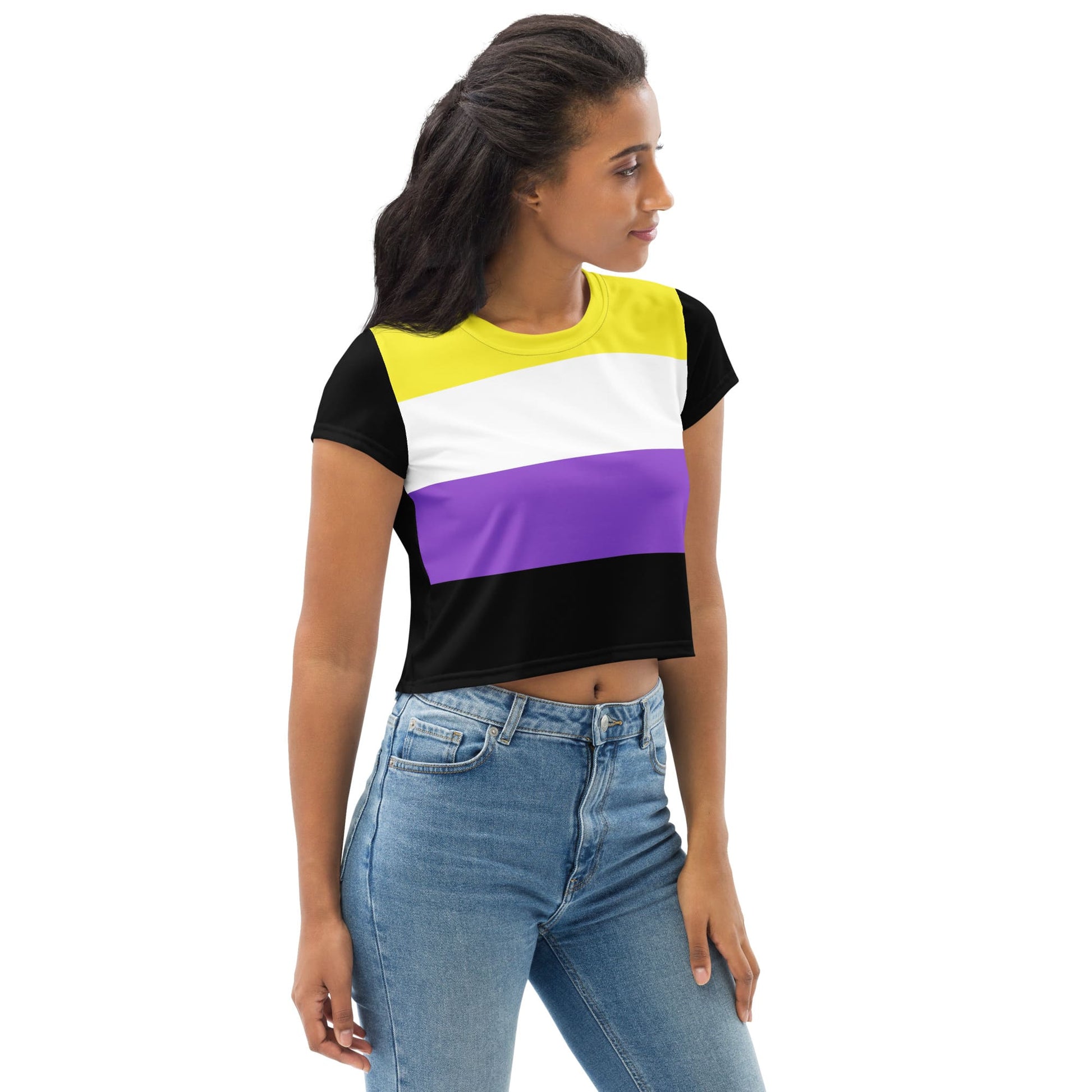 nonbinary crop top, model 2