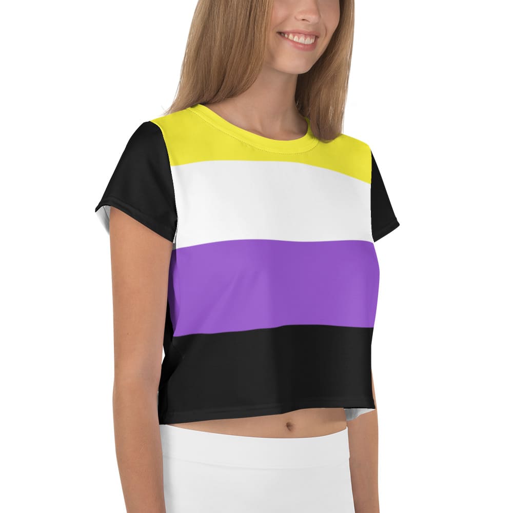 nonbinary crop top, model 1 right