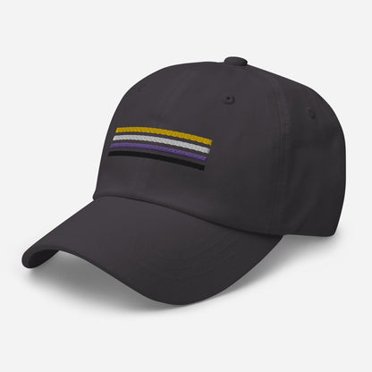 nonbinary hat, enby pride flag embroidered cap, right