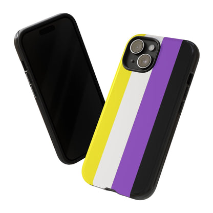 nonbinary flag phone case, tilt