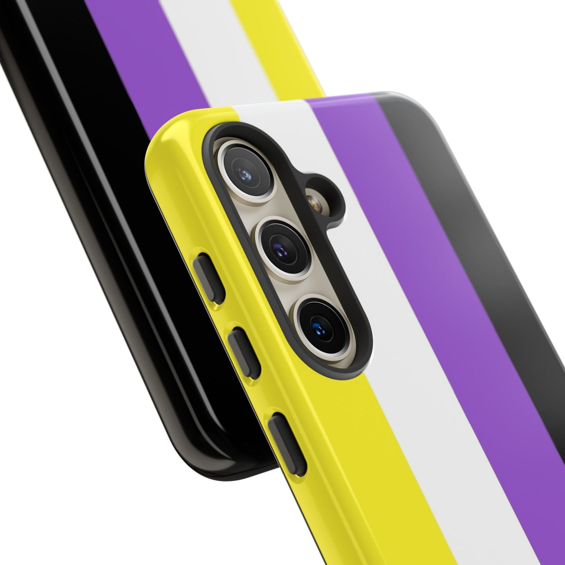 nonbinary flag phone case, close up