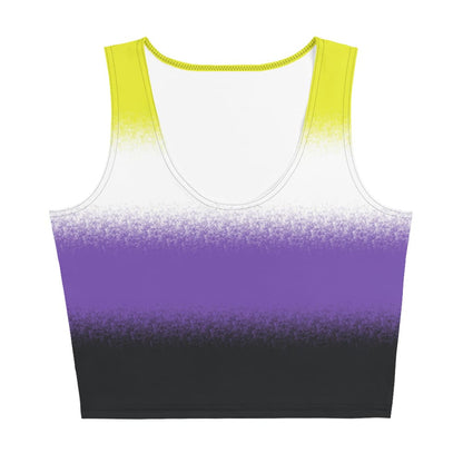 nonbinary crop top, enby pride tank, flatlay front