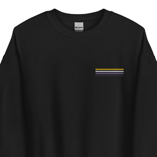 nonbinary sweatshirt, subtle enby pride embroidered pocket design sweater, main
