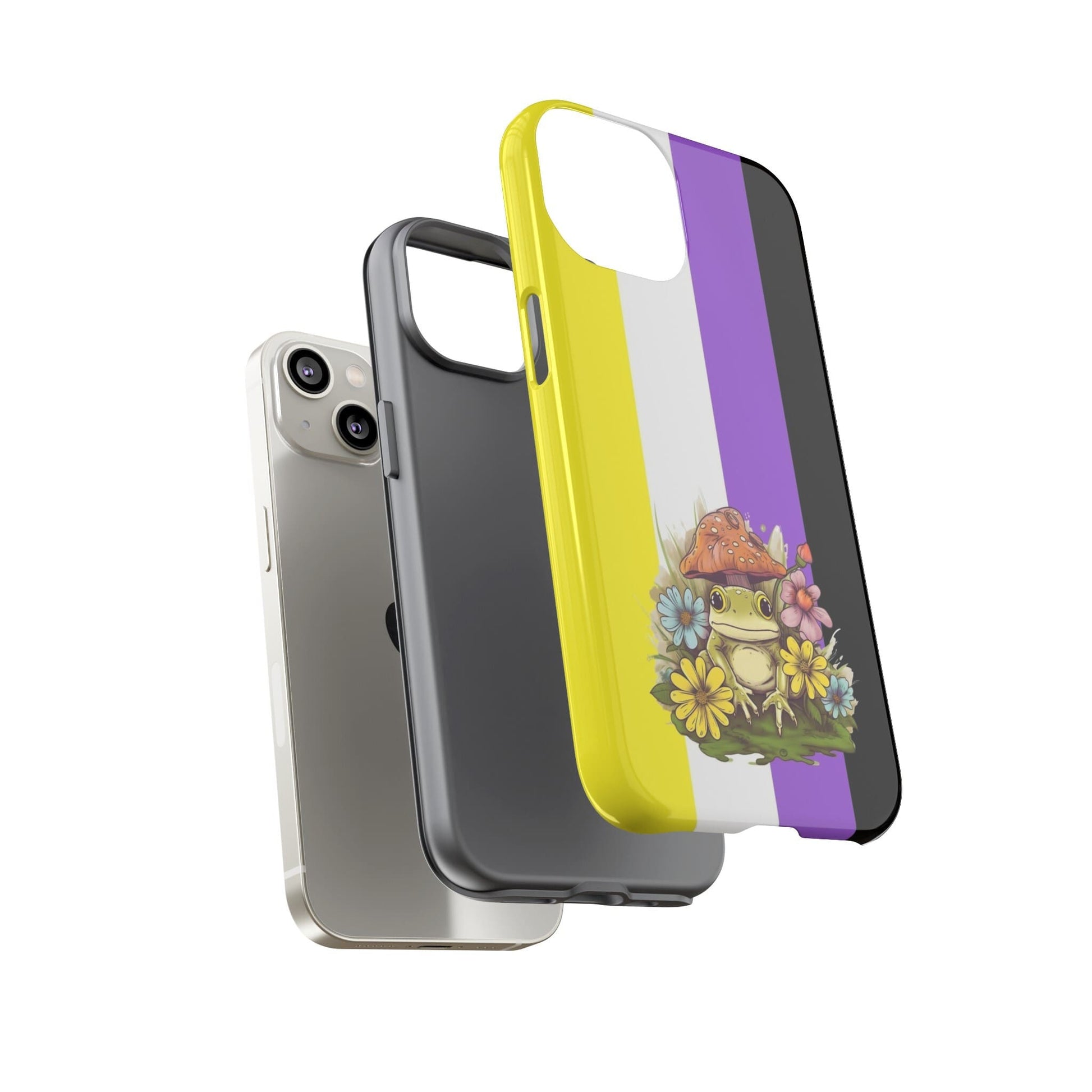 Nonbinary frog phone case, layers