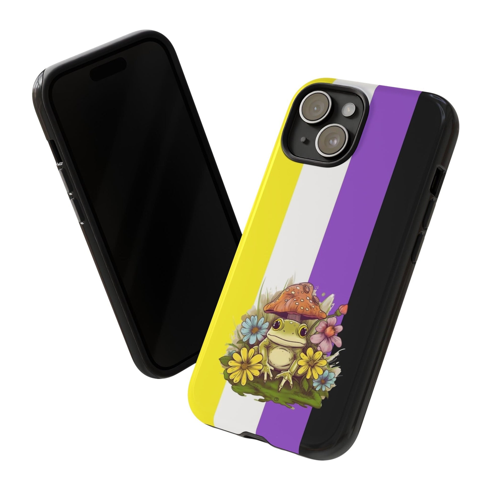 Nonbinary frog phone case, tilt