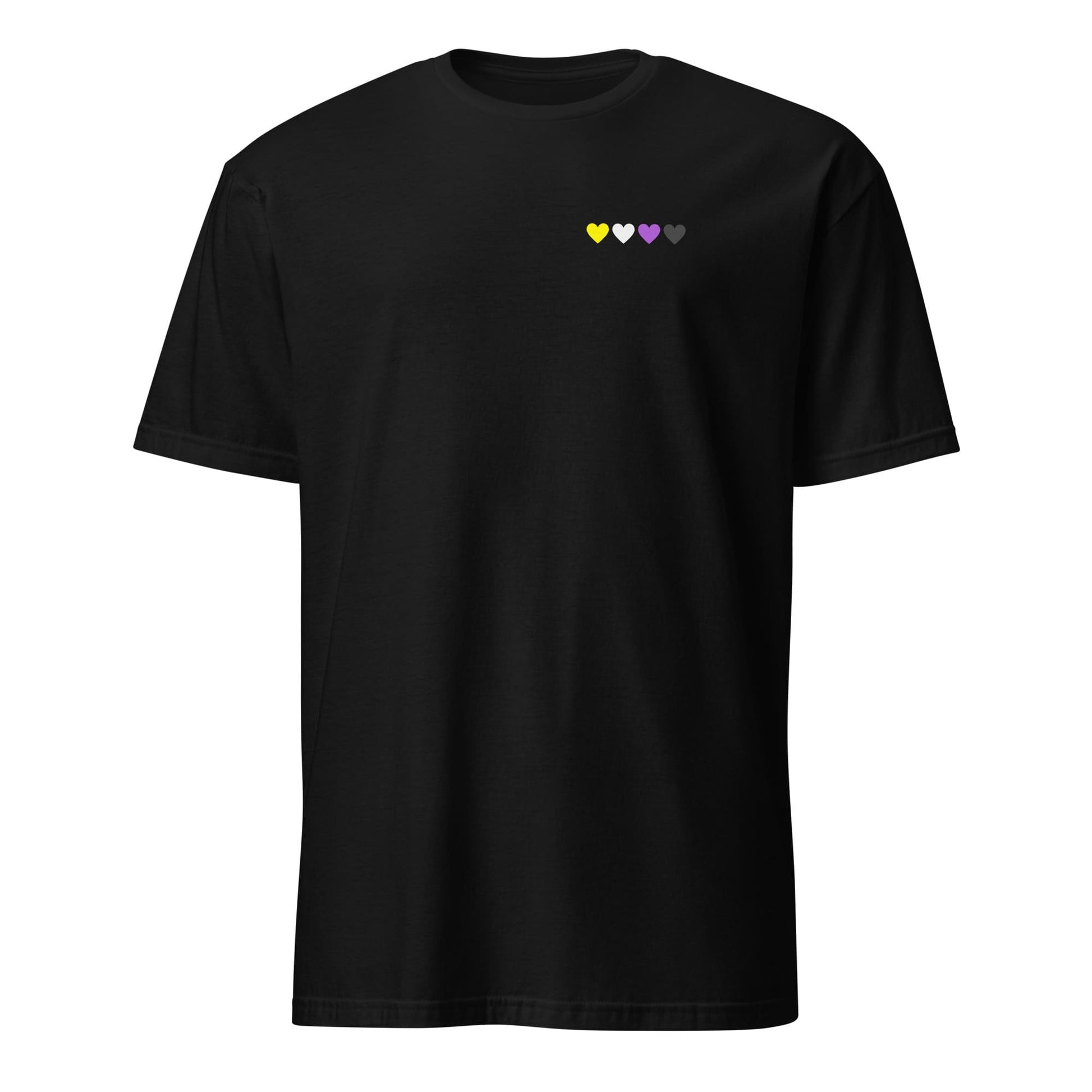 nonbinary shirt, subtle enby pride pocket design tee, hang