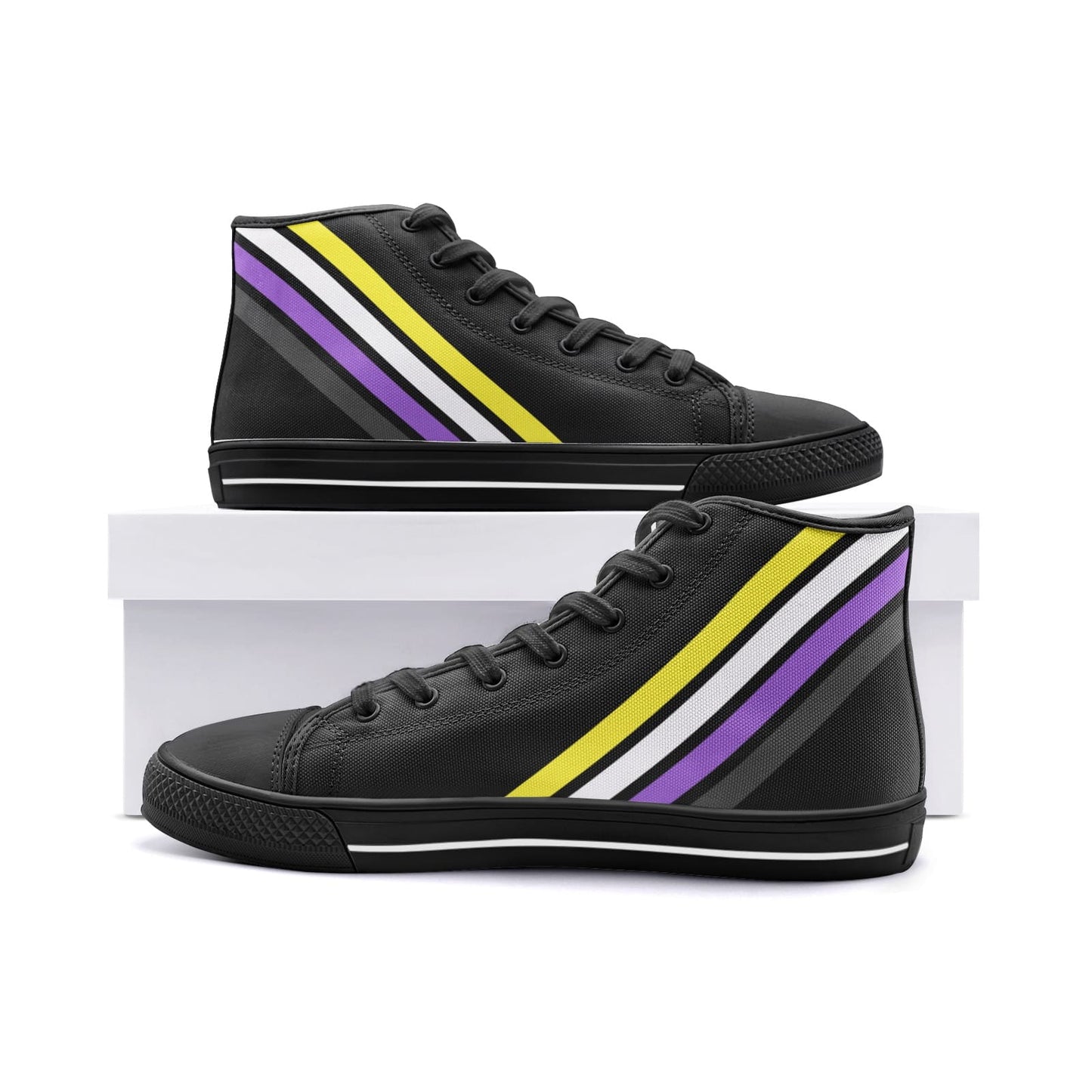 nonbinary shoes, subtle enby sneakers, black