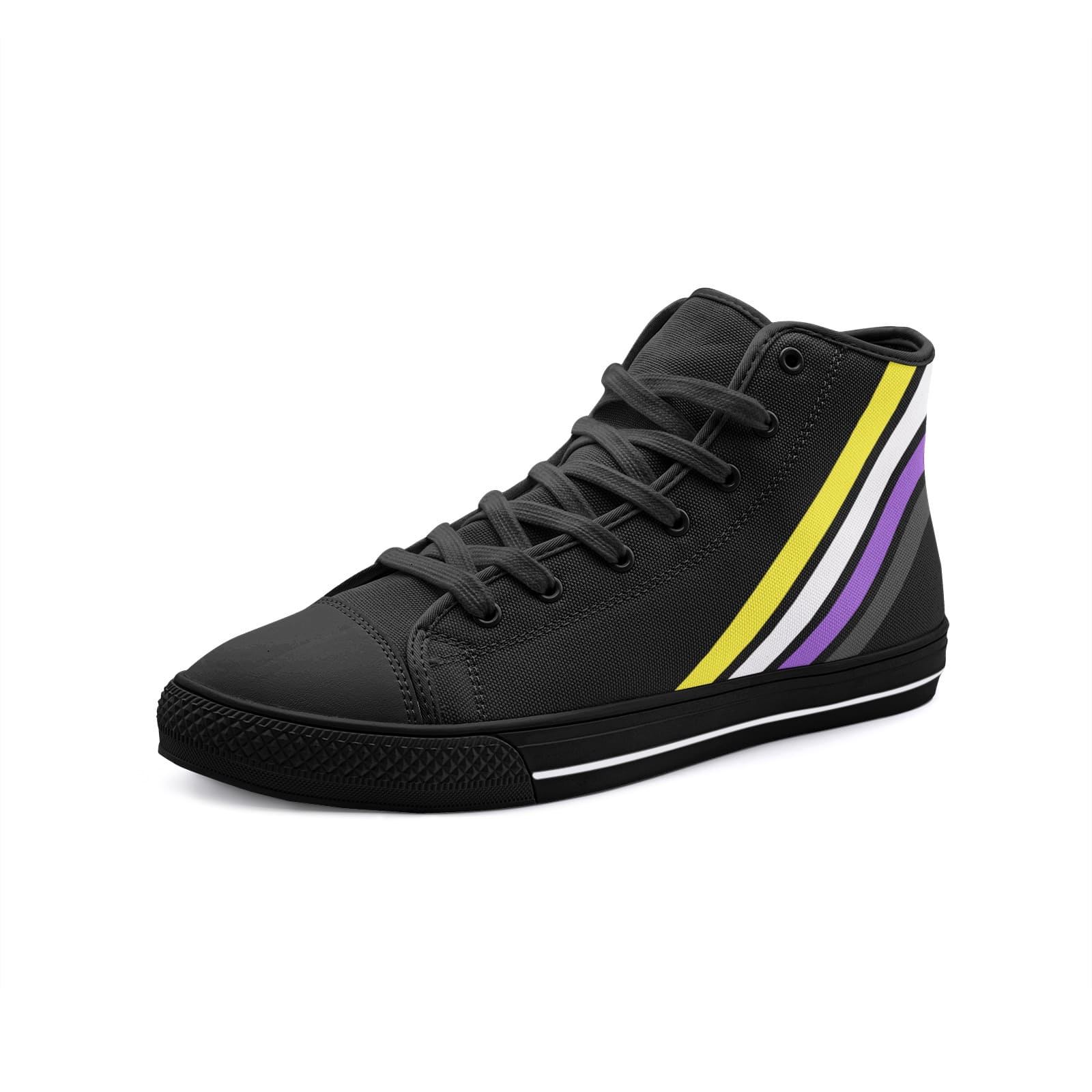 nonbinary shoes, subtle enby sneakers, black