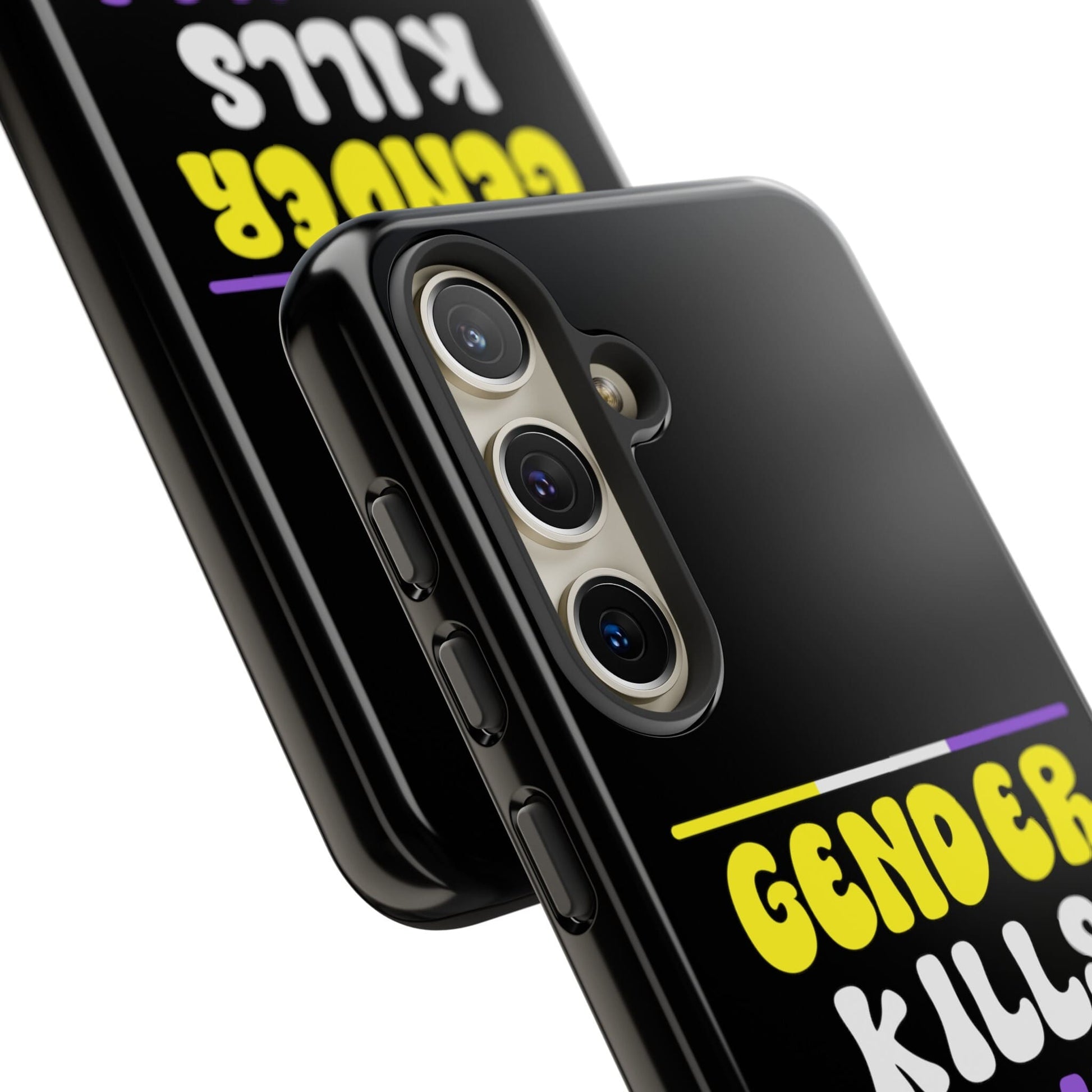 Nonbinary phone case Gender Kills My Vibe, close up