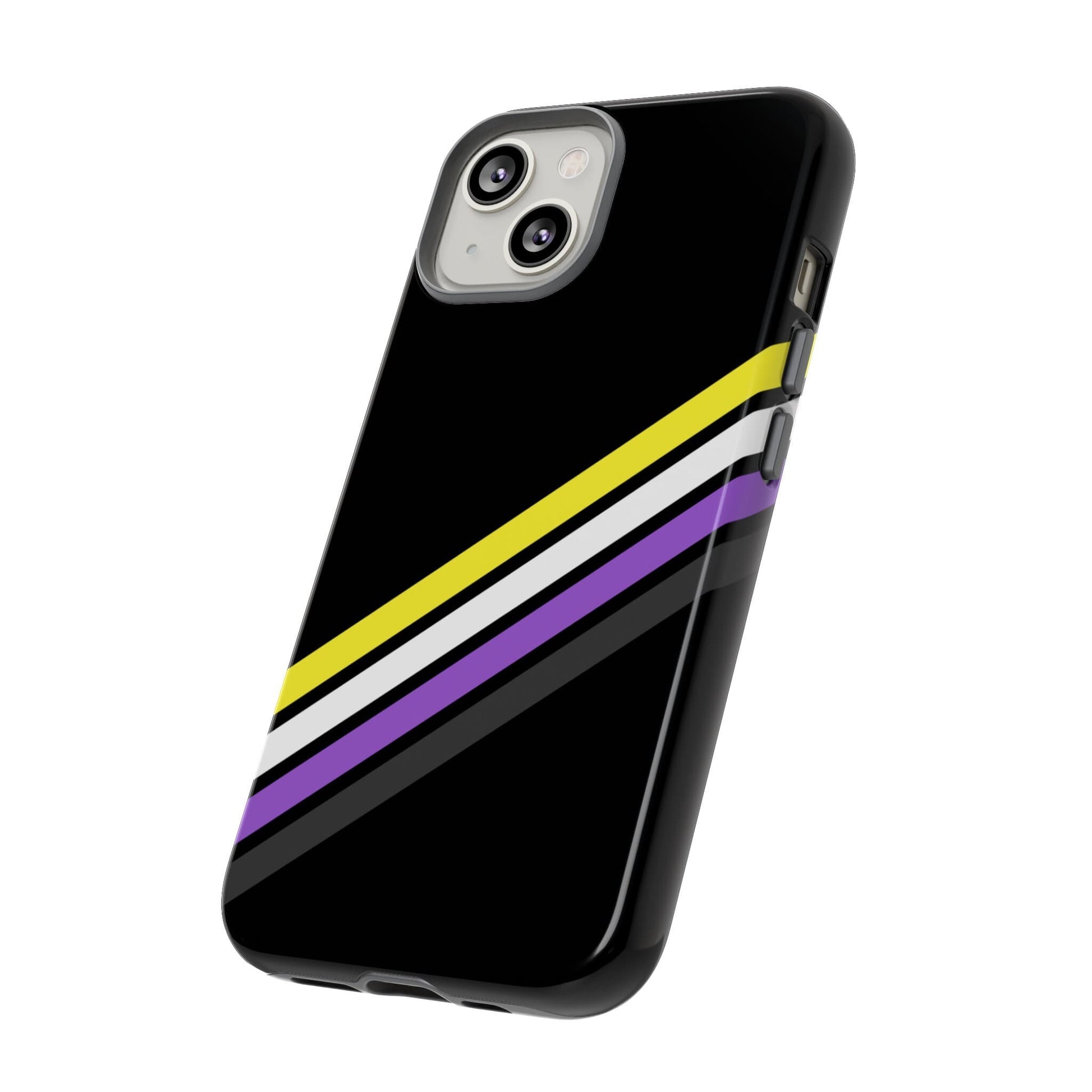 non binary phone case, subtle enby pride, side