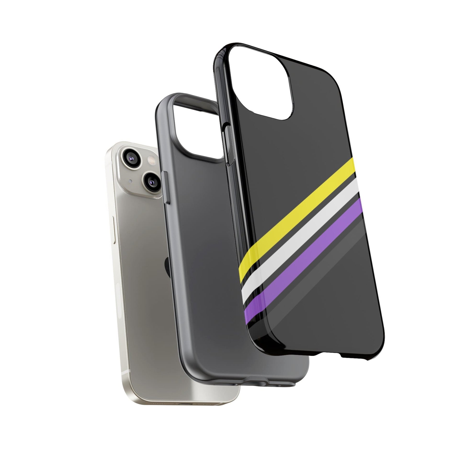 non binary phone case, subtle enby pride, layers