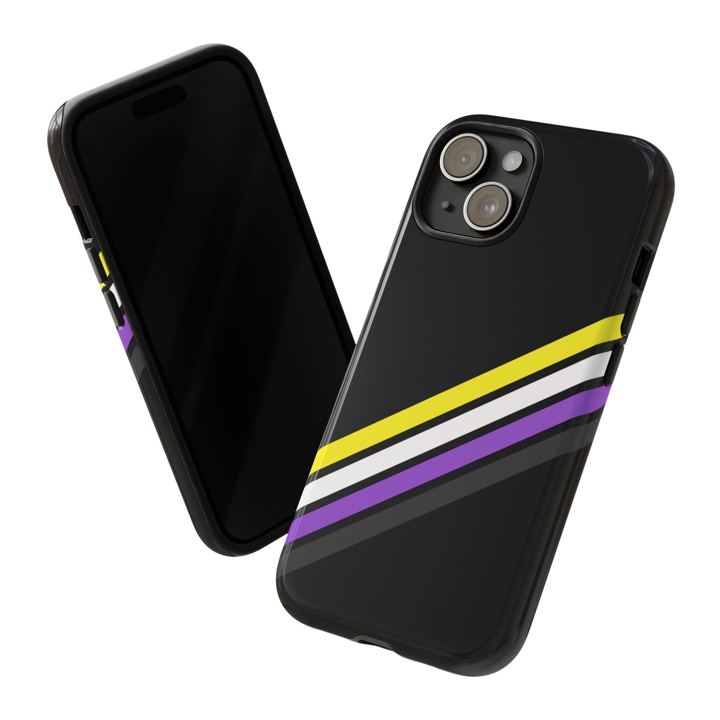 non binary phone case, subtle enby pride, tilt