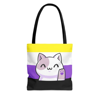 non binary tote bag cute cat, front