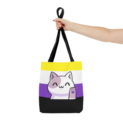 non binary tote bag cute cat, small