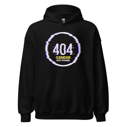 Black funny nonbinary hoodie with white text on a white background
