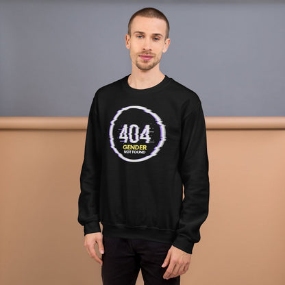 nonbinary person wearing funny enby pride sweatshirt