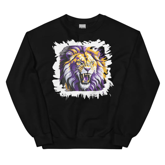 subtle nonbinary sweatshirt with roaring lion 