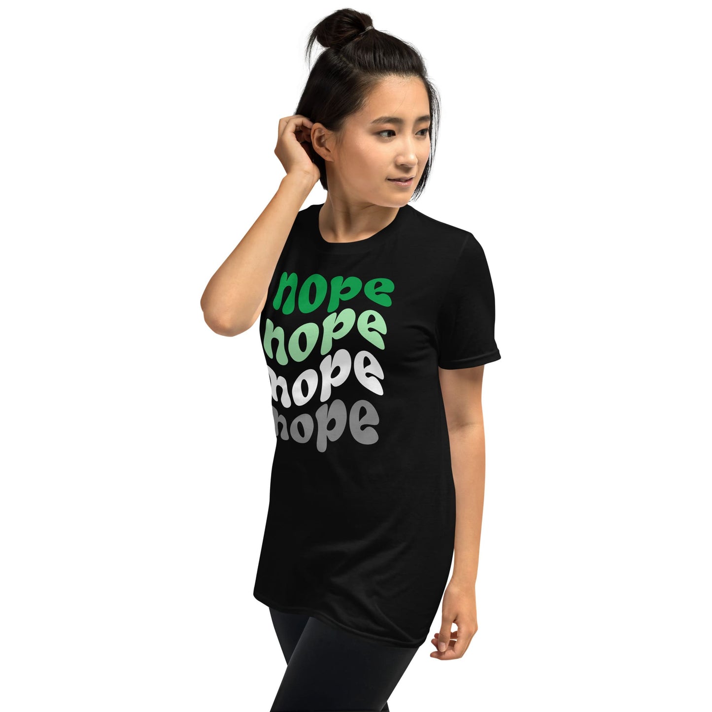 aromantic shirt, funny nope aro pride tee, model 2