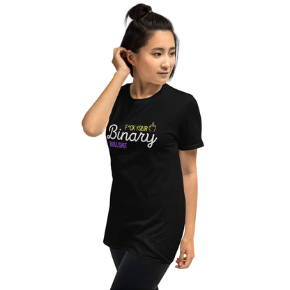 non binary shirt, statement enby pride quote, asian model