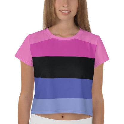 omnisexual crop top, model 1 front