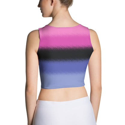 omnisexual crop top, omni pride tank, model 2 back