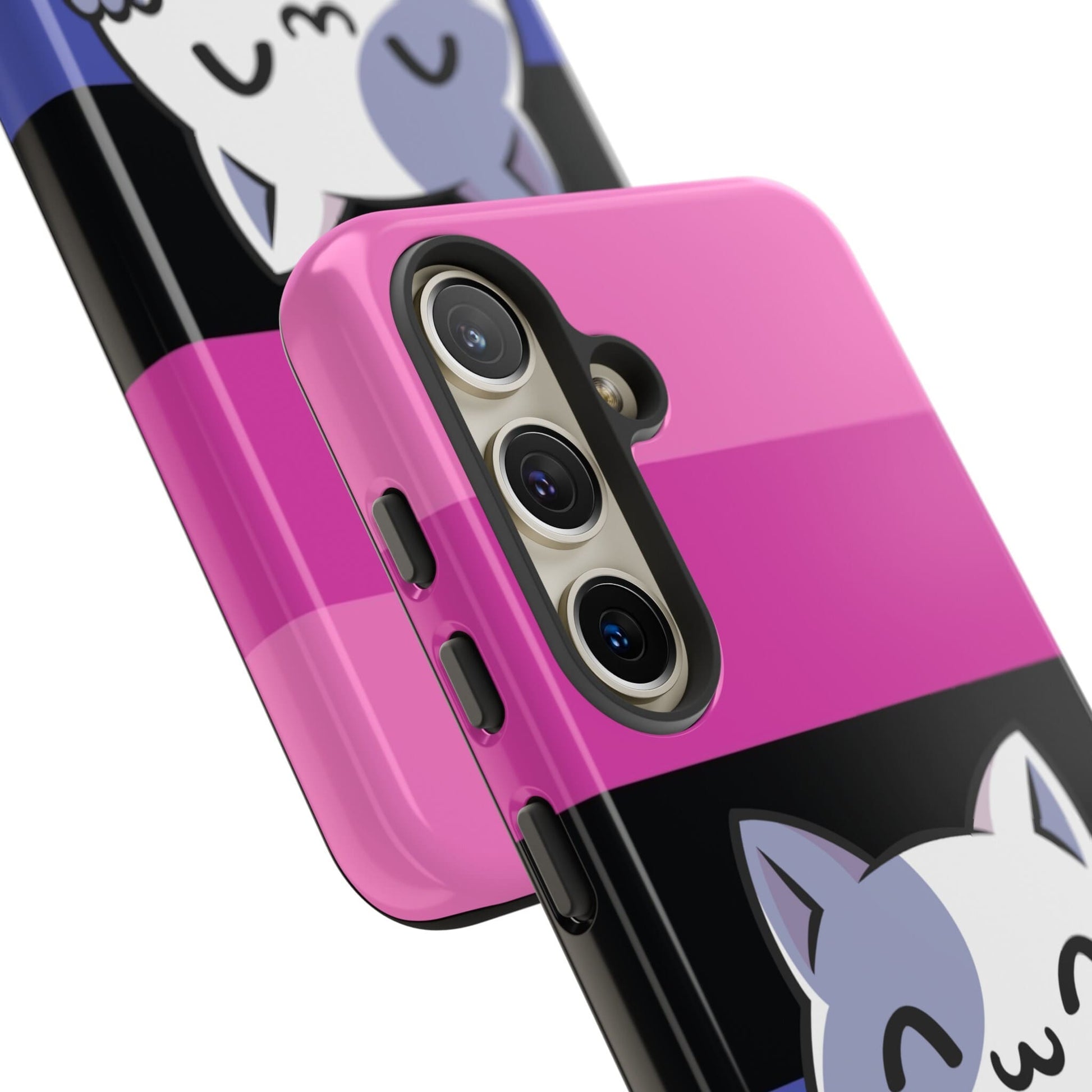 omnisexual phone case kawaii cat, close up