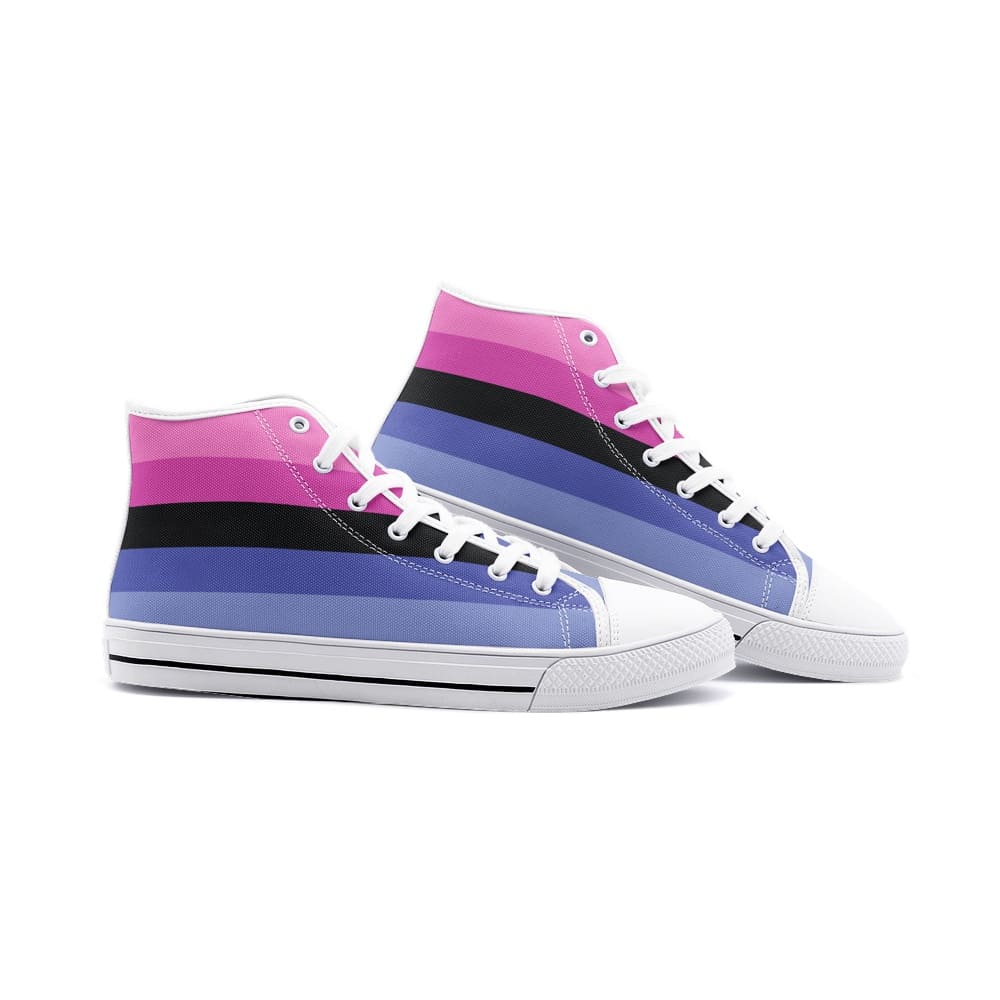 omnisexual shoes, omni pride flag sneakers, white