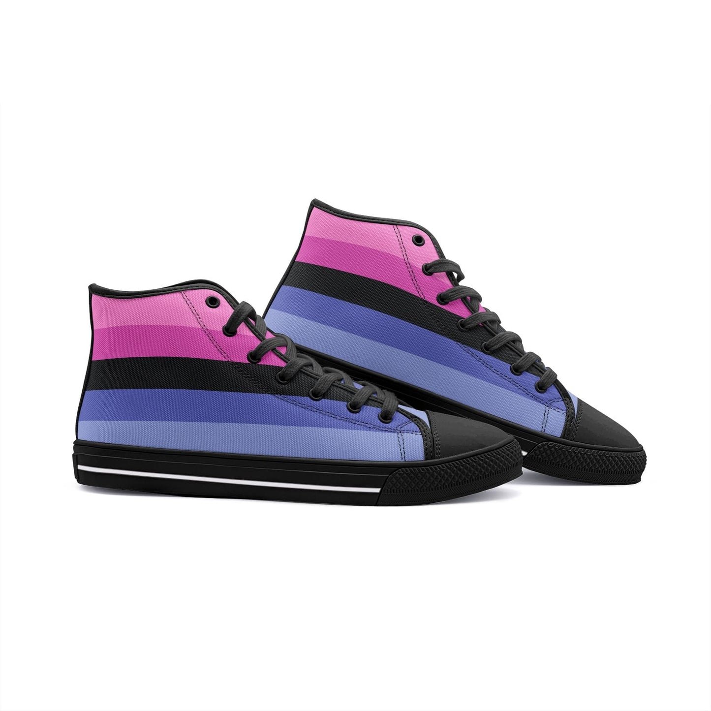 omnisexual shoes, omni pride flag sneakers, black