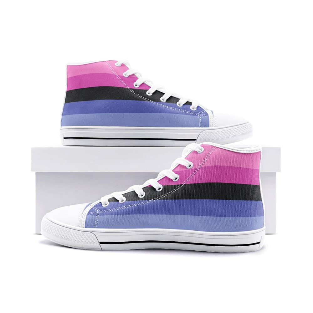 omnisexual shoes, omni pride flag sneakers, white