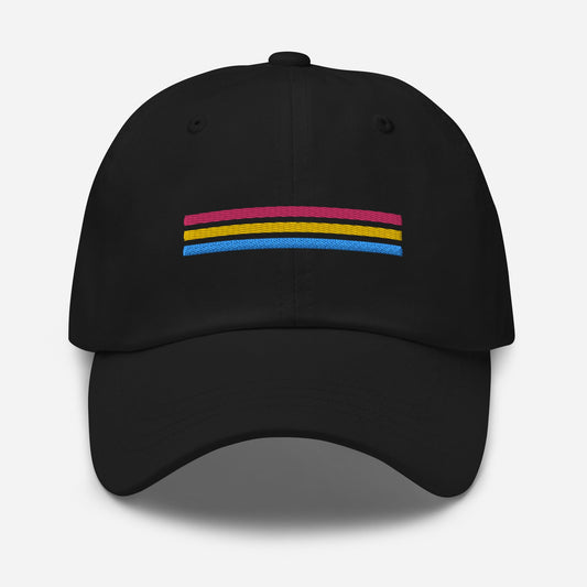 pansexual hat, pan pride flag embroidered cap, black