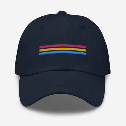 pansexual hat, pan pride flag embroidered cap, navy