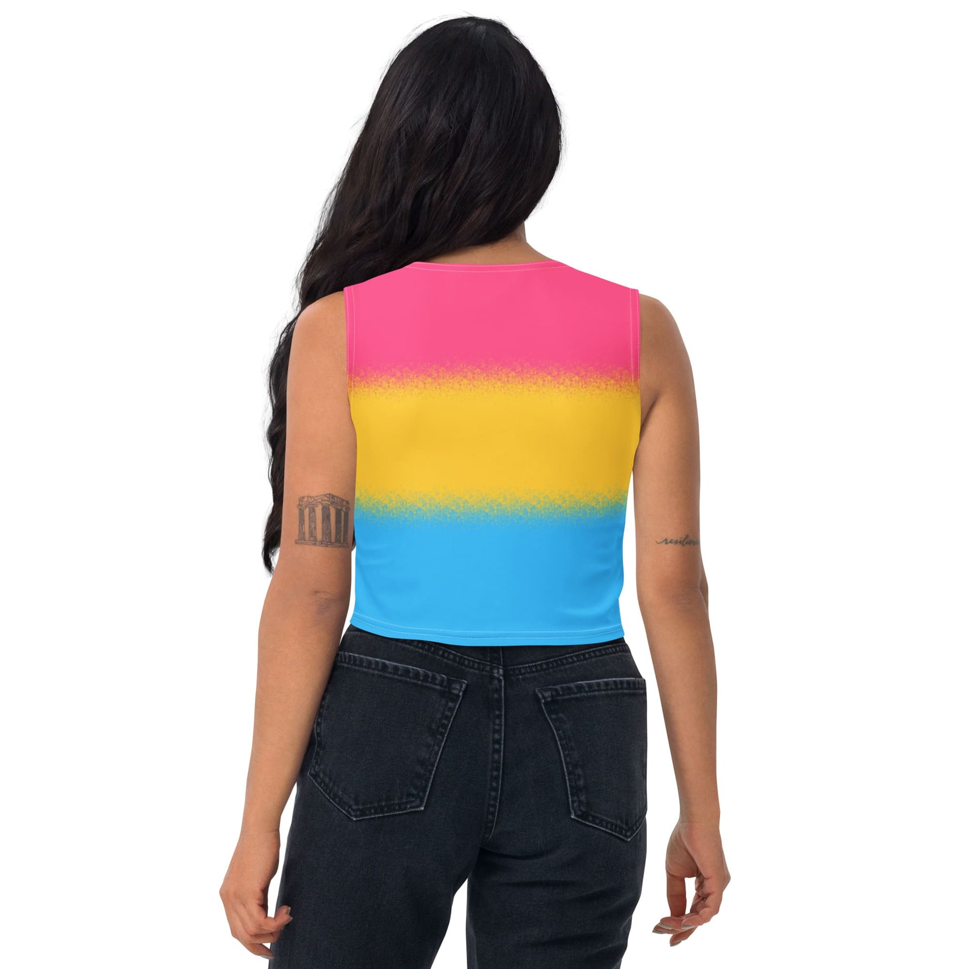 pansexual crop top, pan pride tank, model 1 back