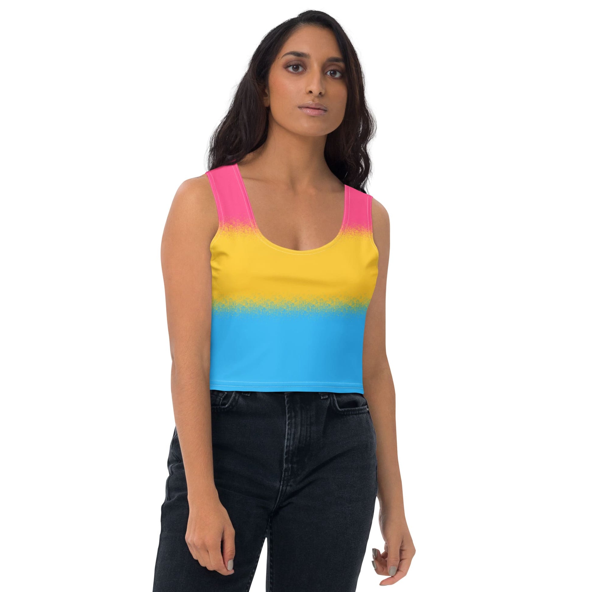 pansexual crop top, pan pride tank, model 1 front