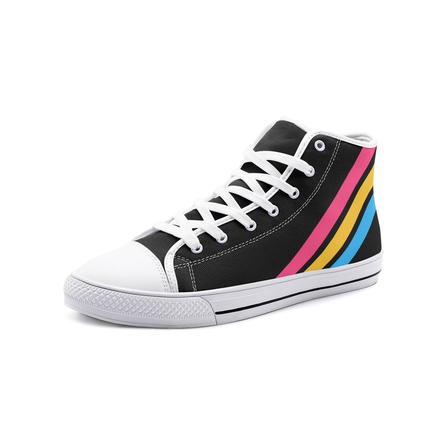 pansexual shoes, subtle pan sneakers, white