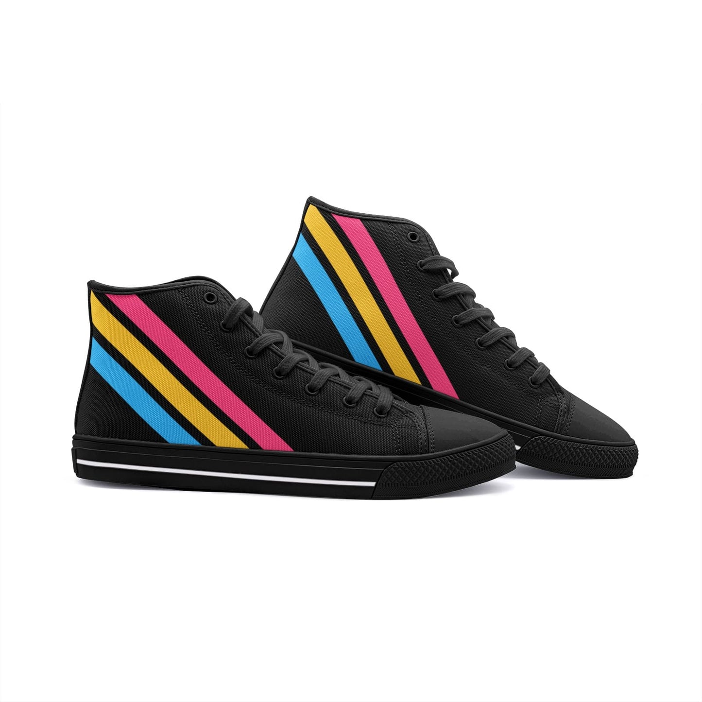 pansexual shoes, subtle pan sneakers, black