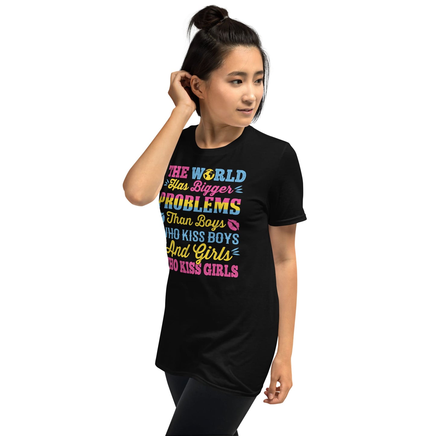 pansexual shirt, statement pan pride tee, model 1