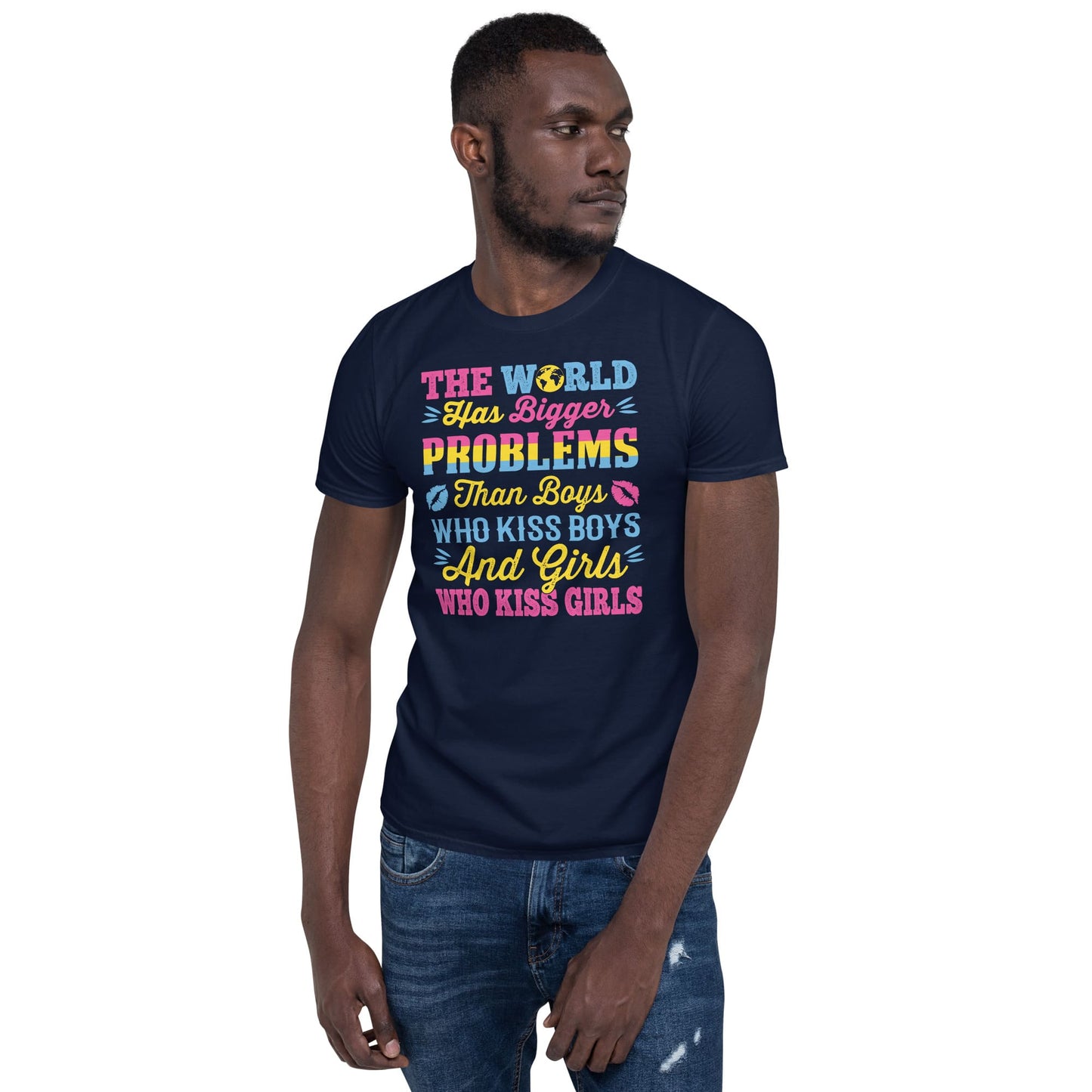 pansexual shirt, statement pan pride tee, model 2