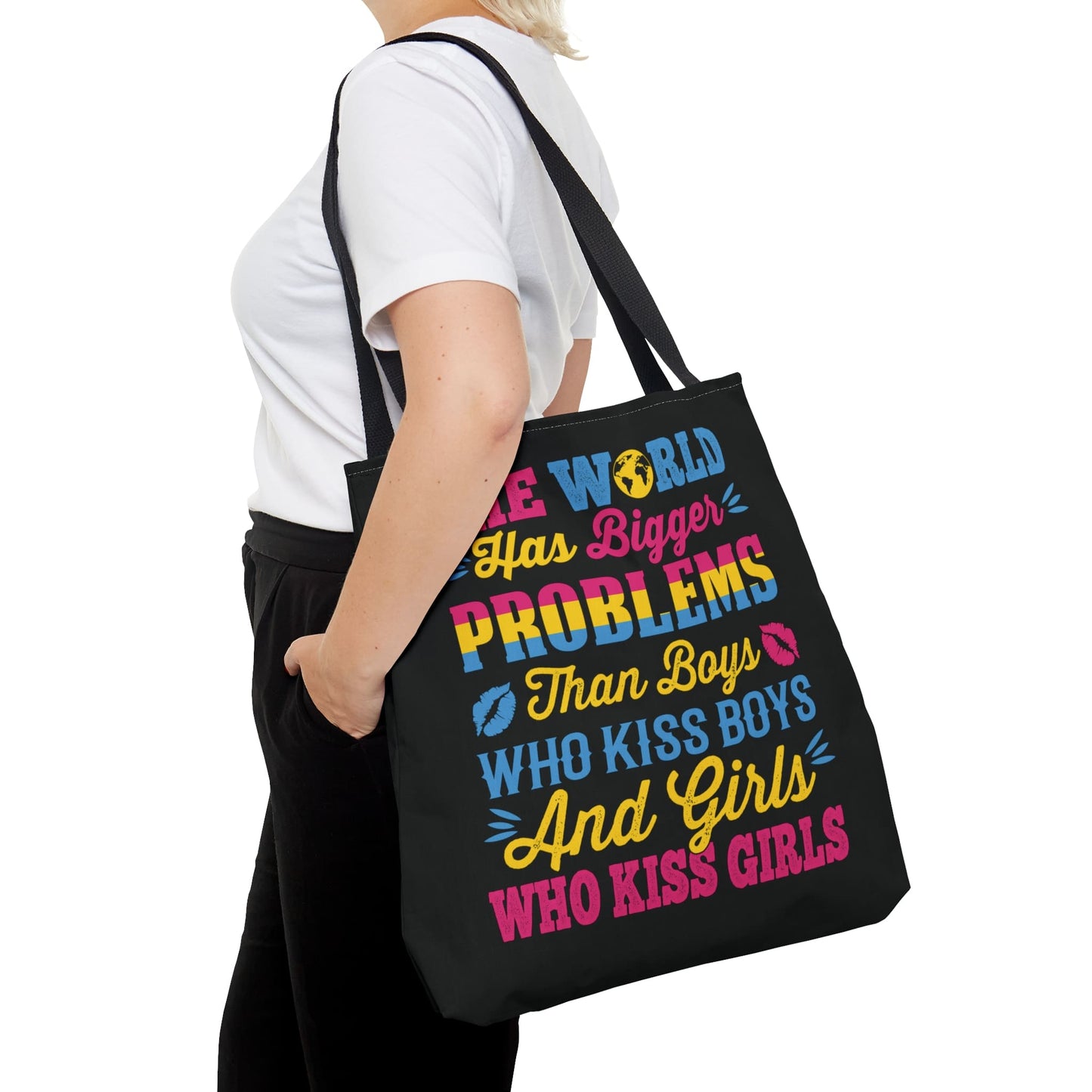 pansexual tote bag, statement pan pride bag, large