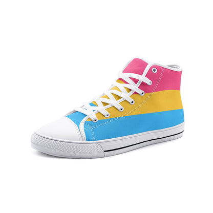 pansexual shoes, pan pride flag sneakers, white