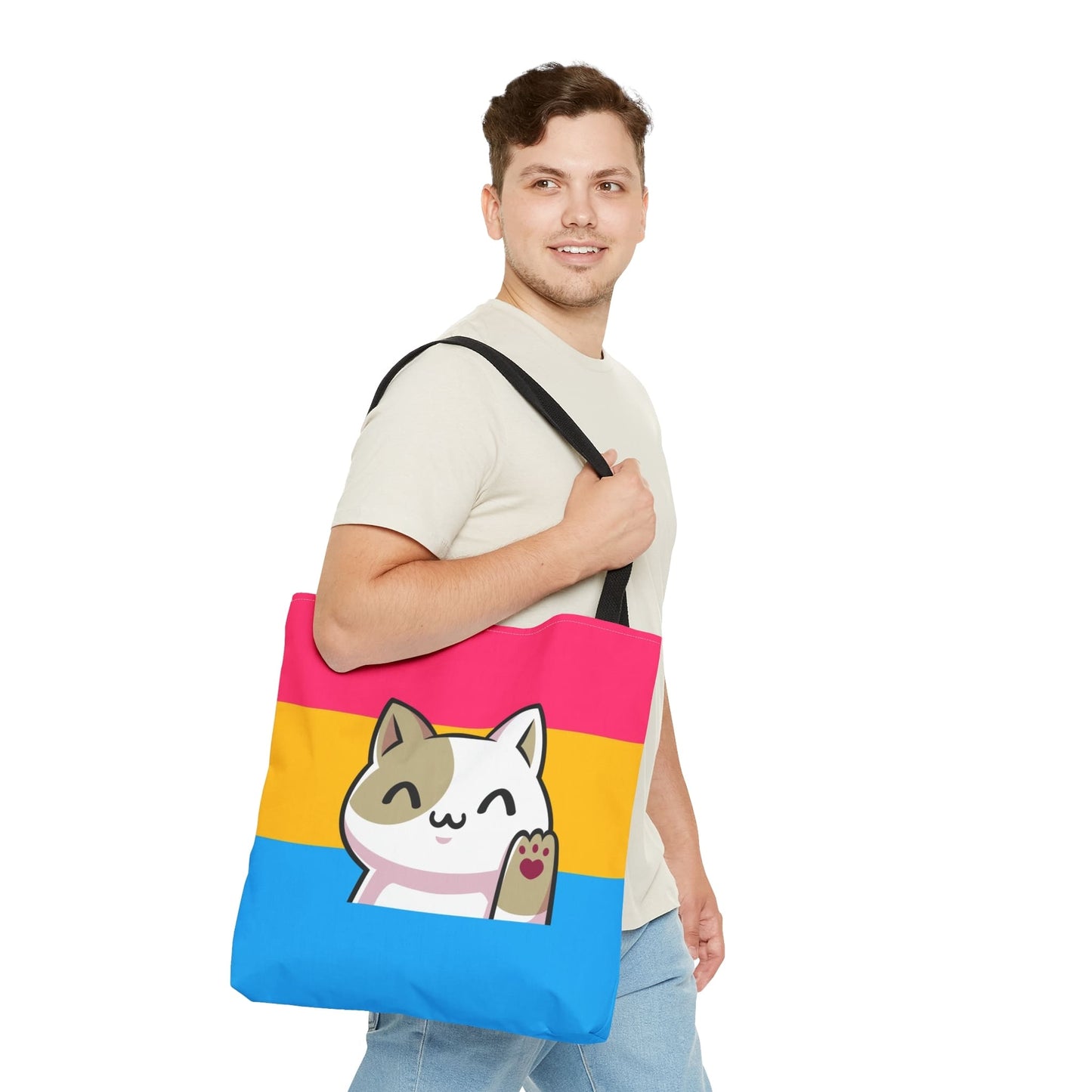 pansexual tote bag cute cat, large