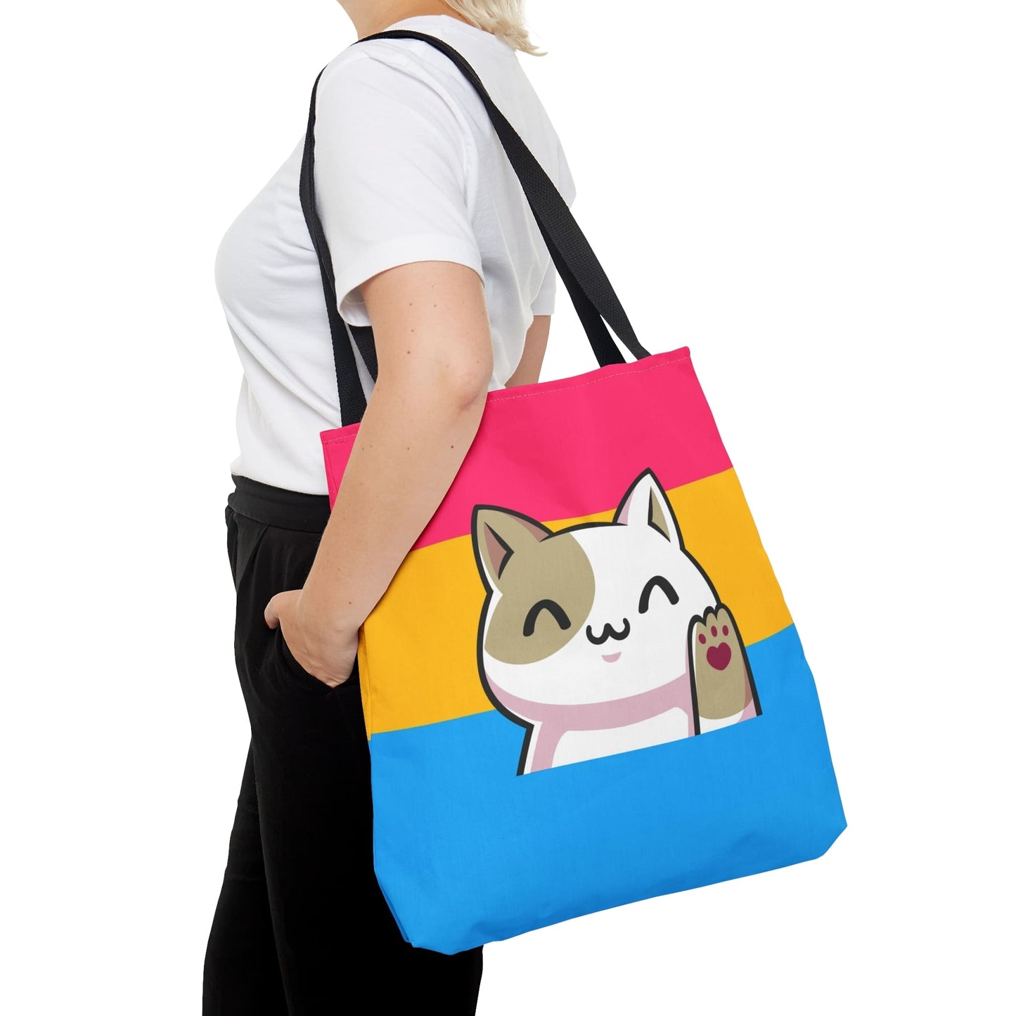 pansexual tote bag cute cat, large