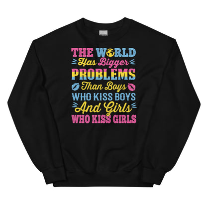 Black pansexual sweatshirt with colorful text on a white background