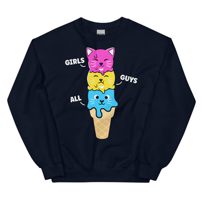 Cute pan pride  sweatshirt with ice cream cone design 
