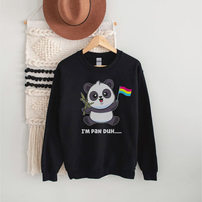 funny pansexual panda sweatshirt hanging