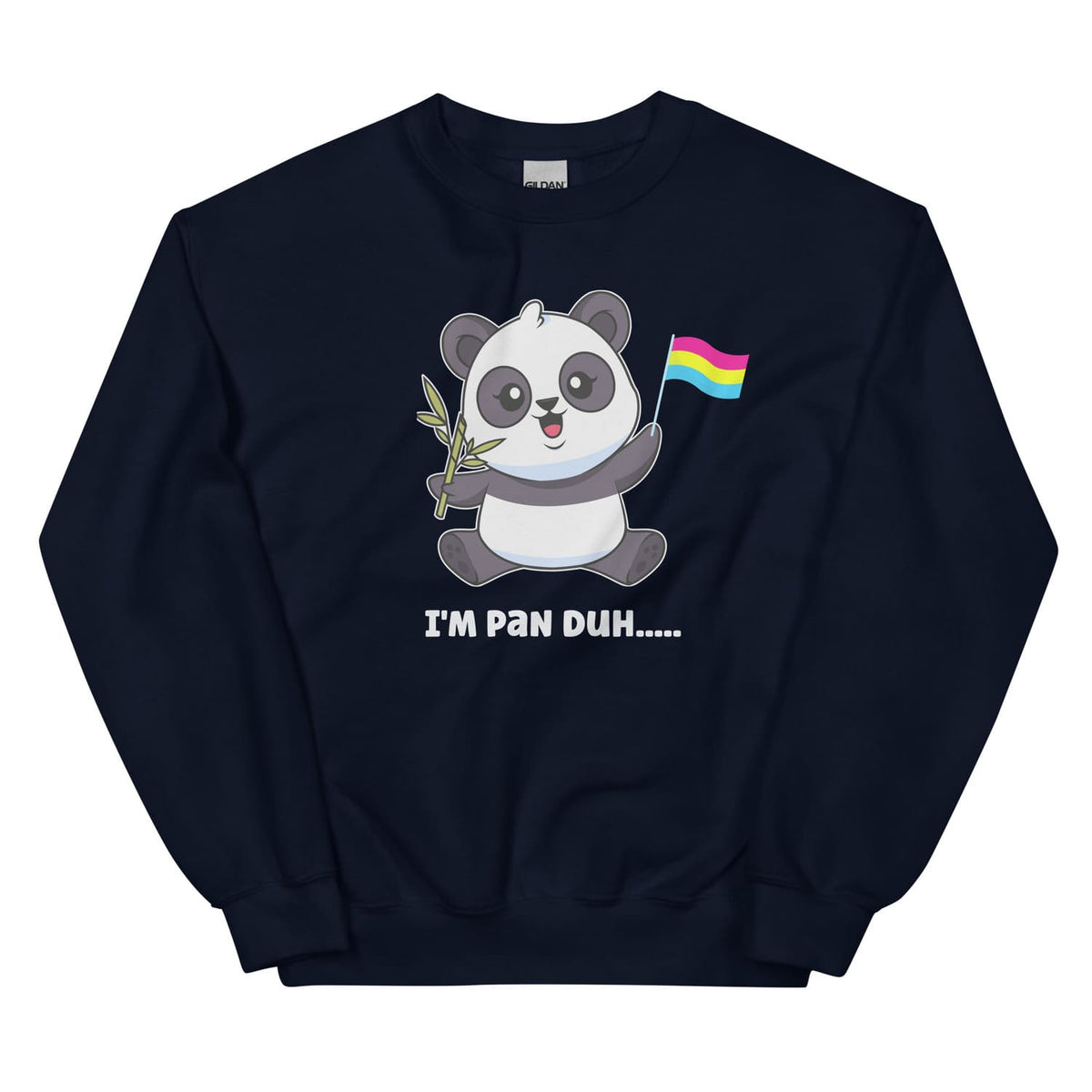 funny pansexual panda sweatshirt in navy