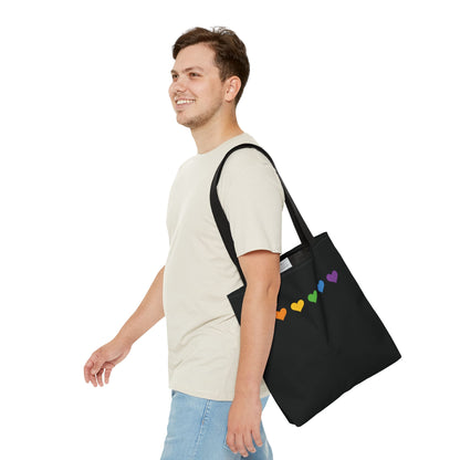 Rainbow LGBT hearts pride tote bag, medium