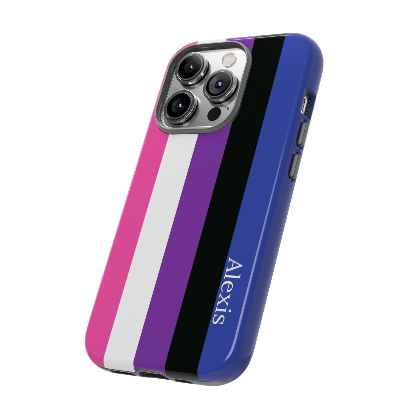 personalised genderfluid flag phone case, side