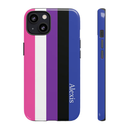 personalised genderfluid flag phone case, front