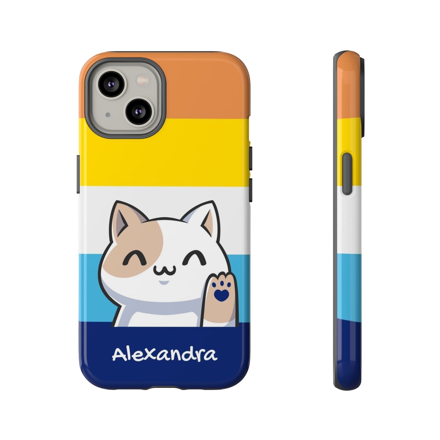 personalized aroace phone case kawaii cat, front